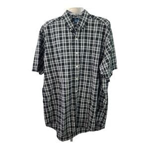 Ralph Lauren Black White Plaid Blake Men's Short Sleeve Shirt Large